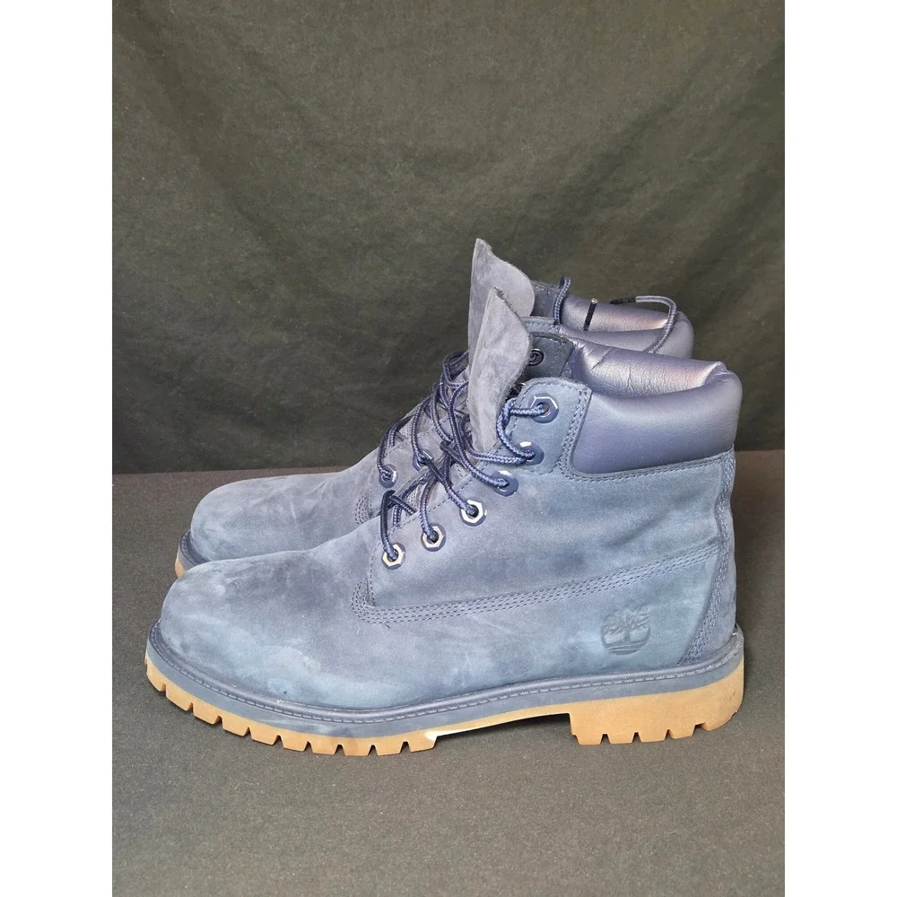 Timberland 6 Inch Premium Waterproof Boots Navy‎ Blue Nubuck Mens 6 Women 7.5